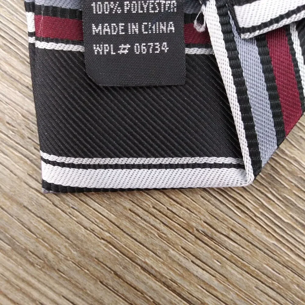Boys Clip On Necktie 100% Polyester Multicolored Striped Tie